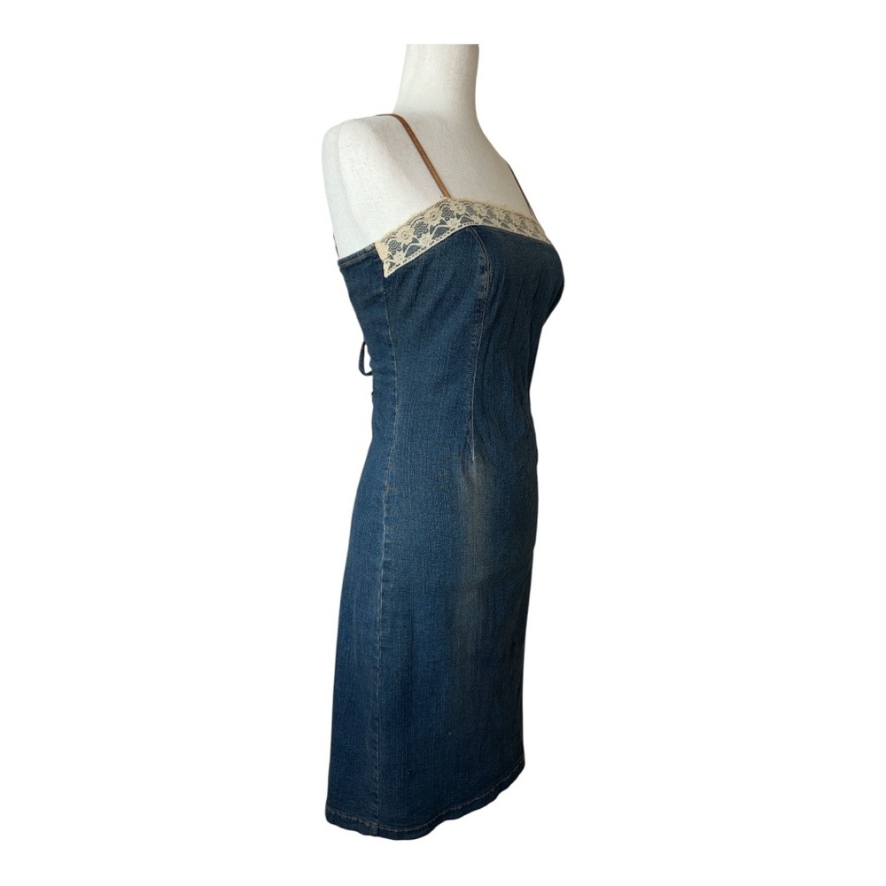 Hot Kiss Denim Dress with Lace Detail - Picture 3 of 5